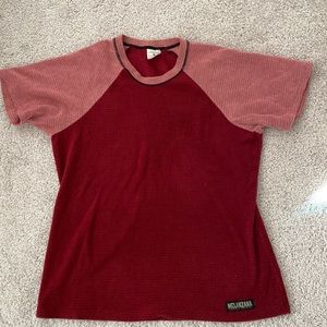 Melanzana short sleeve micro grid. Pink and red.